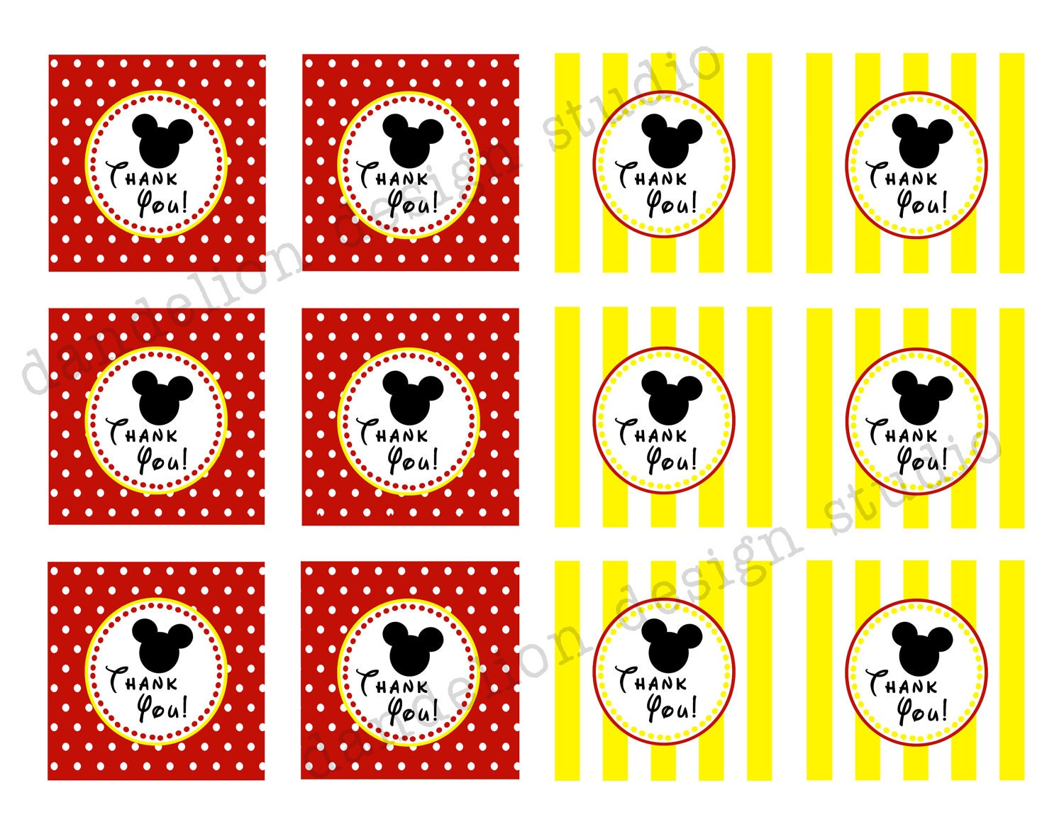 PRINTABLE Favor Tags Mickey Mouse Party Collection