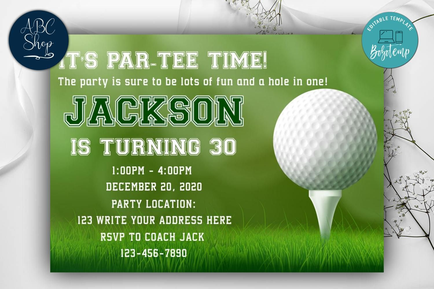 Printable Golf Birthday Invitations Instant Download Bobotemp