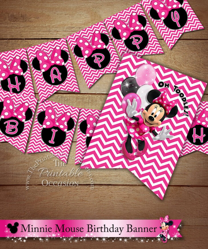 PRINTABLE Minnie Mouse Happy Birthday Banner Minnie Mouse | Fanny Printable