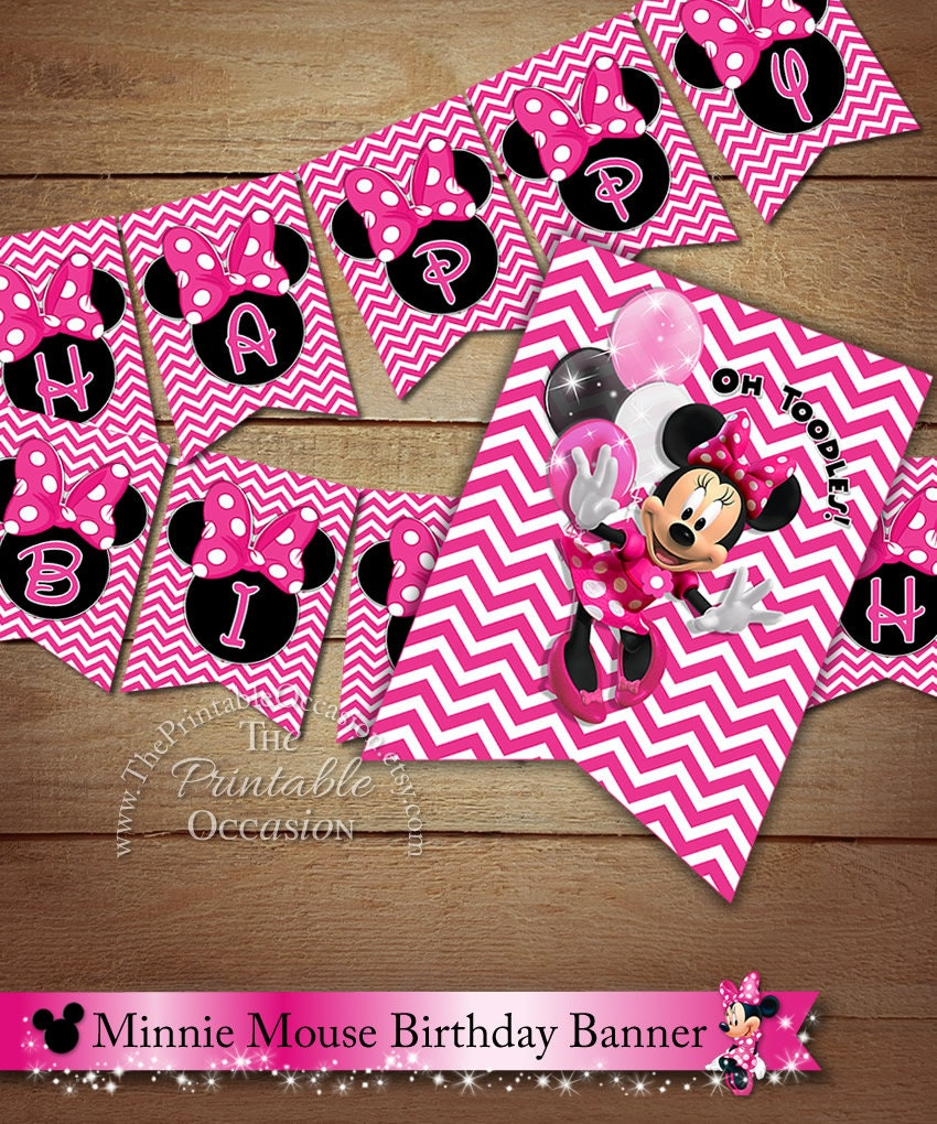 PRINTABLE Minnie Mouse Happy Birthday Banner Minnie Mouse