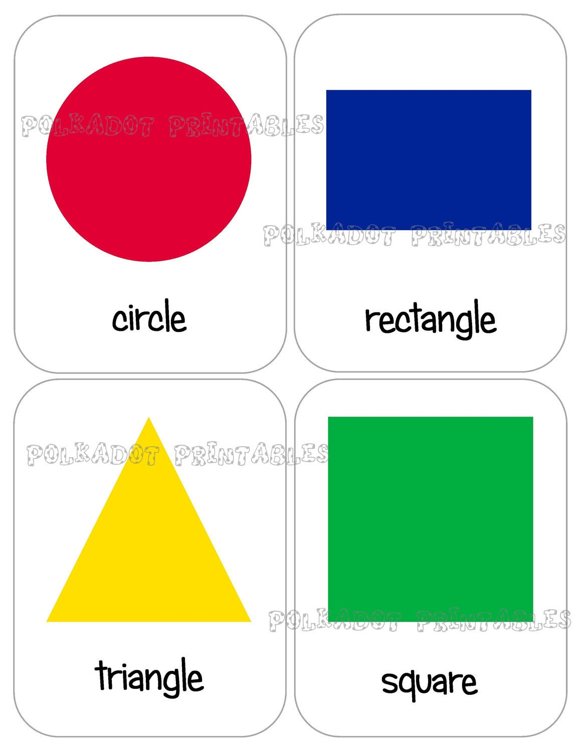 Printable Shape Flashcards Set Of 12 Instant Download