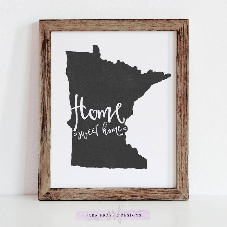 Printable Wall Art Minnesota MN 8x10 Print Home Sweet Etsy 