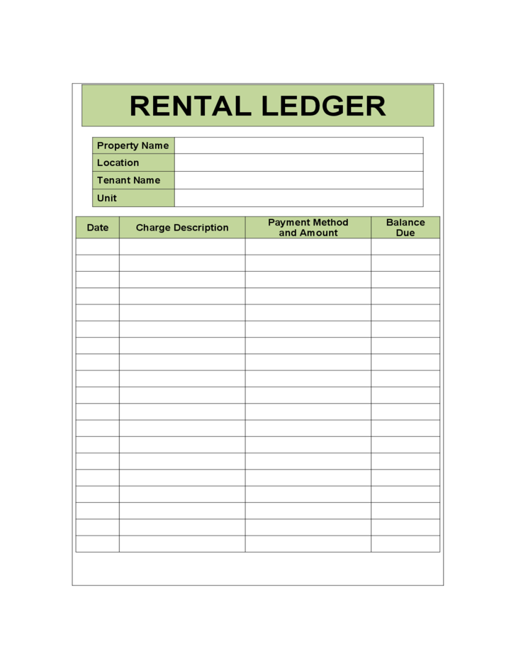 Rental Ledger Sample Template Free Download Rental Property 