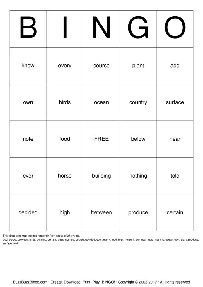 Snap Words Bingo Cards To Download Print And Customize 