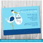 Stork Baby Shower Invitation Printable Invite For Boy YOU