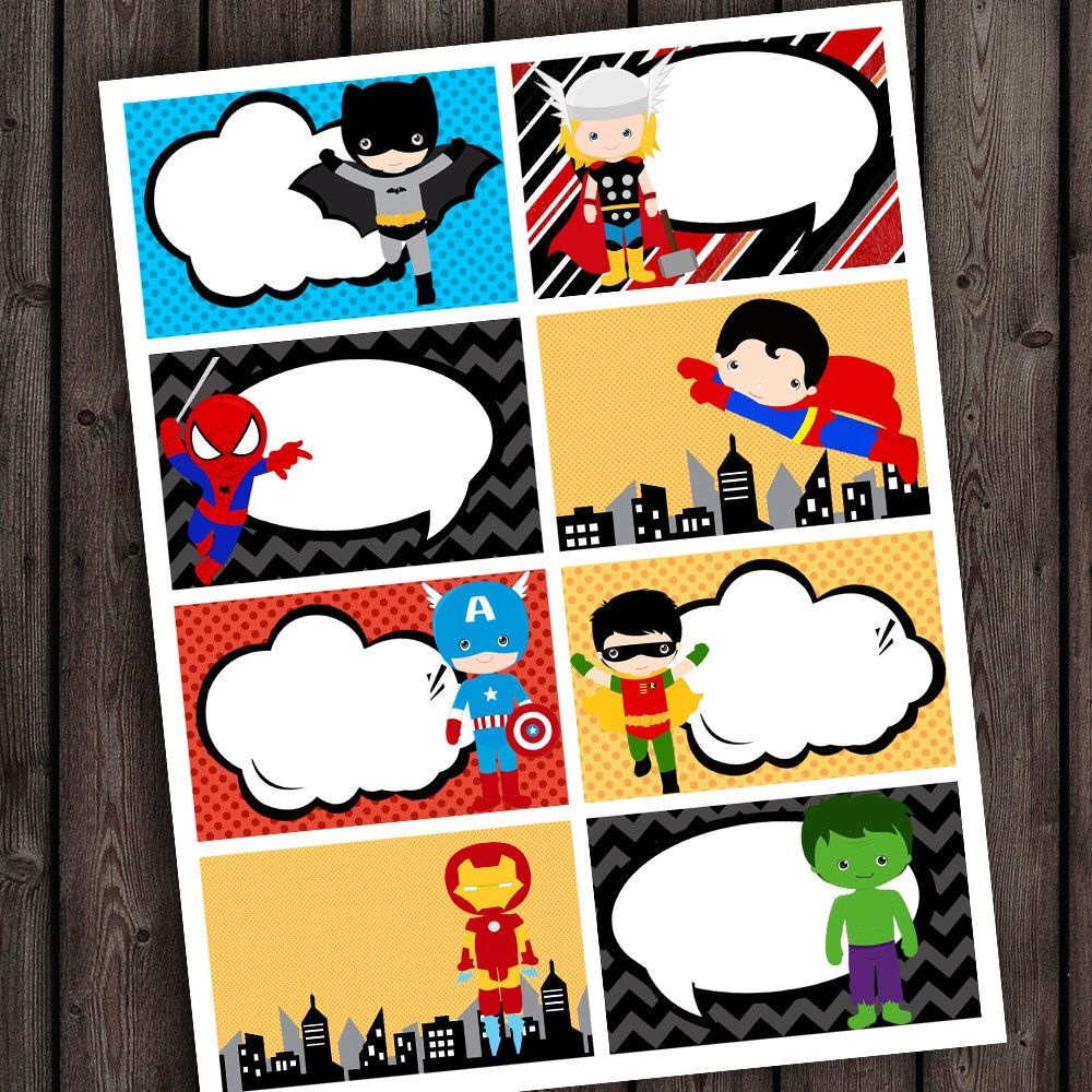 Super Hero Tags Super Hero Party Favor Tags Thank You Tags Printable 