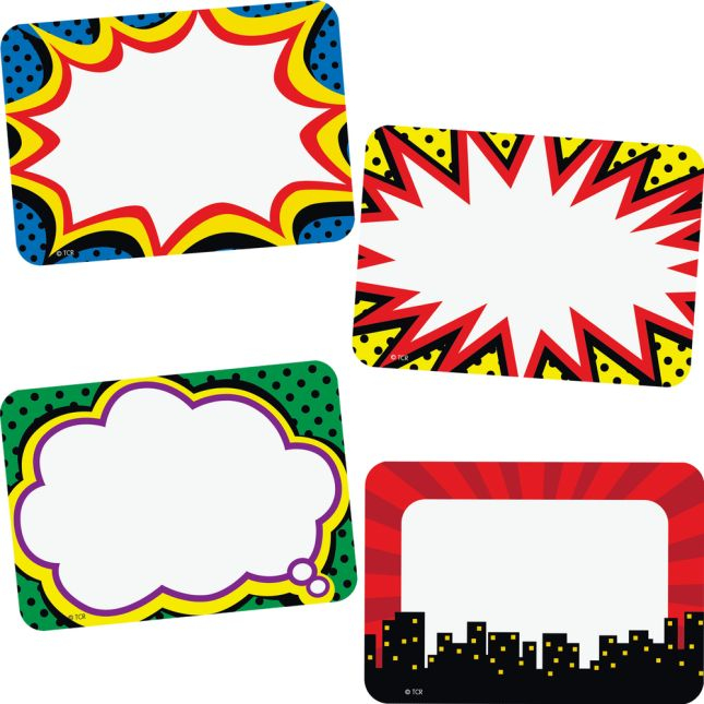 Superhero Name Tags Labels