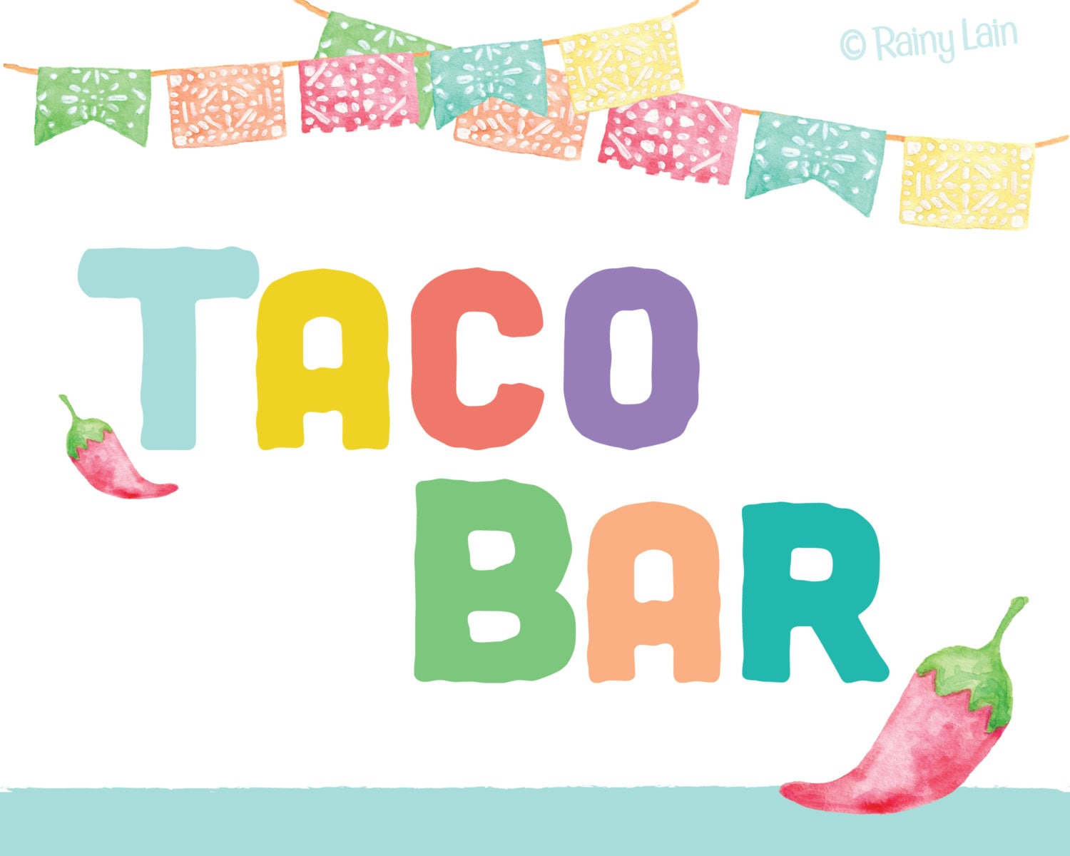 Taco Bar Printable Sign Instant Download Fiesta Graduation Etsy