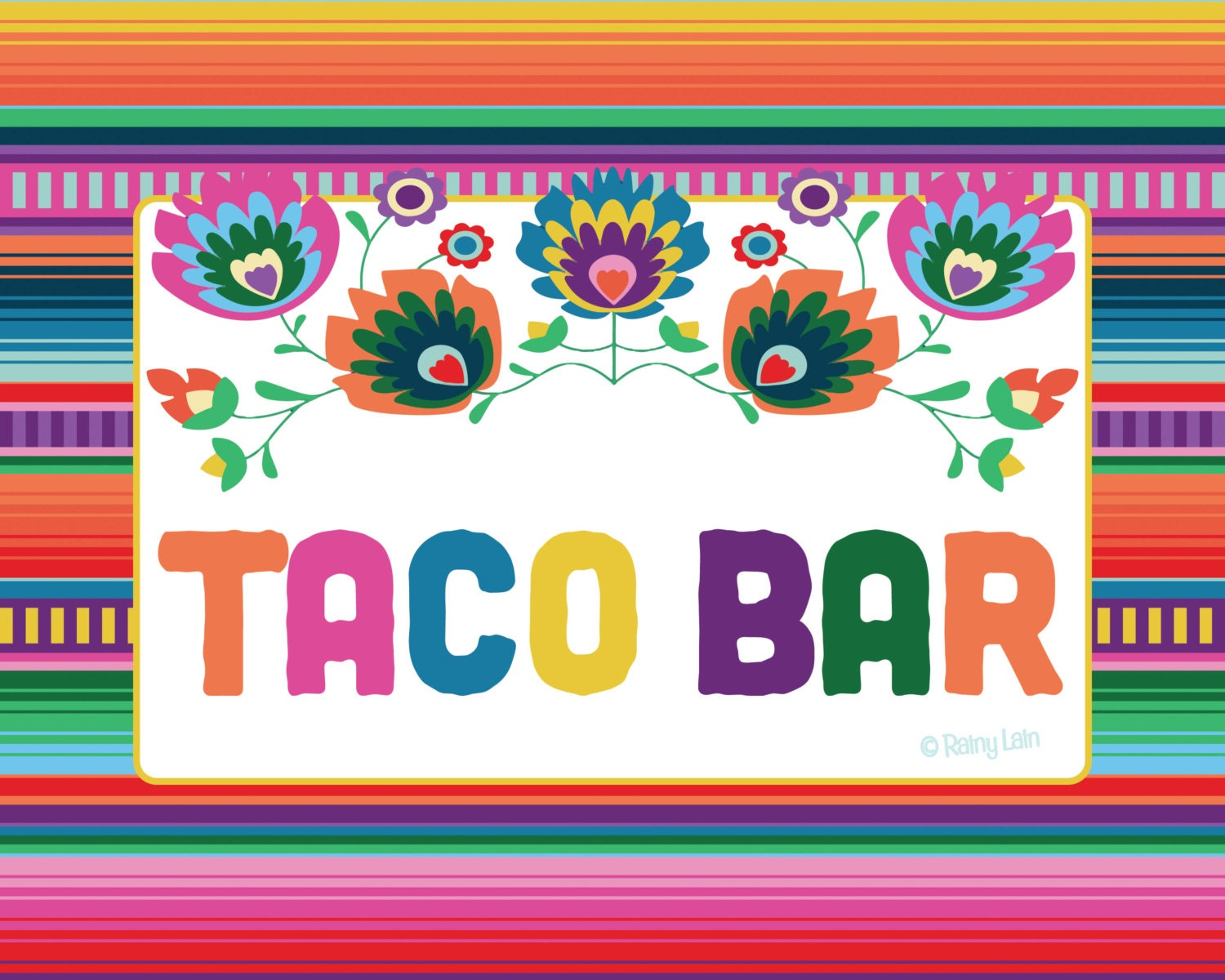 Taco Bar Printable Sign Instant Download Fiesta Graduation