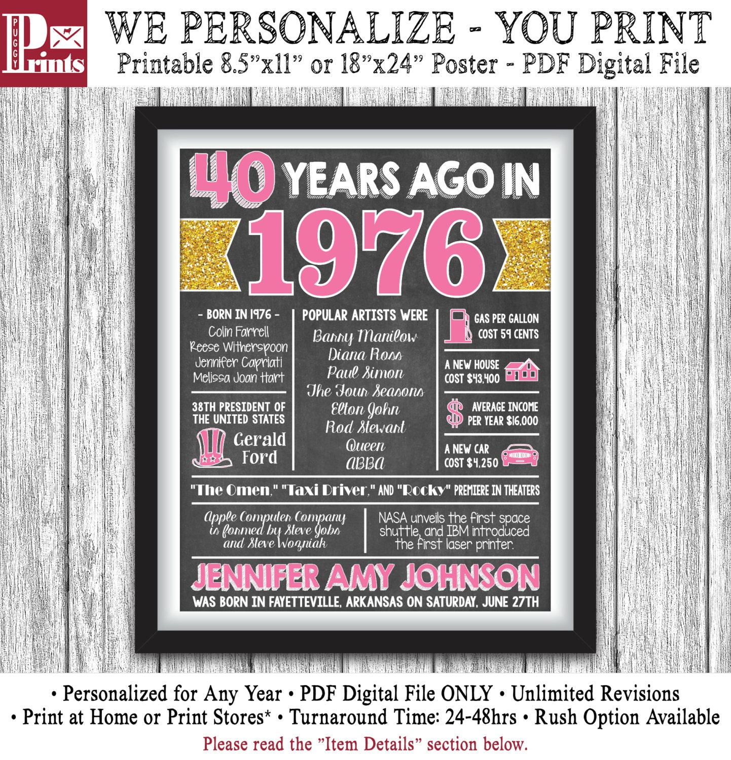 Free Printable The Year You Were Born Fanny Printable
