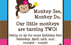 Twins Monkey Birthday Invitations Printable Party Invite