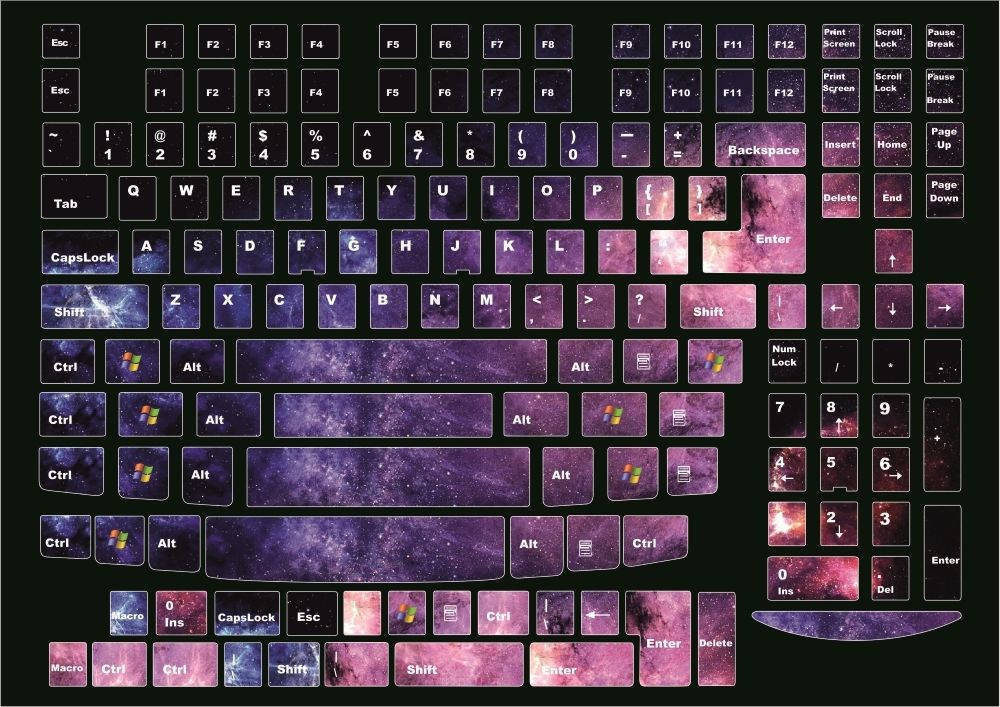 Universal Keyboard Stickers Decoration Protector Decal Skin Cosmos 