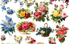 Vintage Flowers Digital Collage Sheet Decoupage Printables