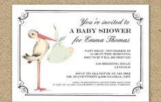 Vintage Stork Baby Shower Invitation Baby Girl Stork Shower