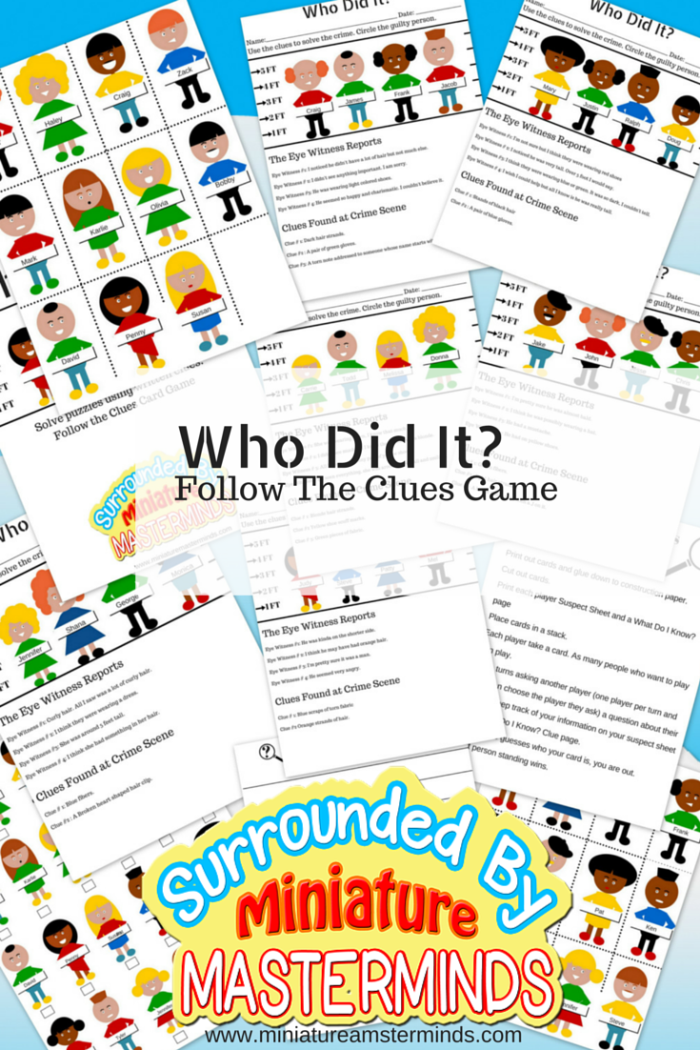 Who Did It Free Printable Guessing Game And Crime Solving Worksheets 