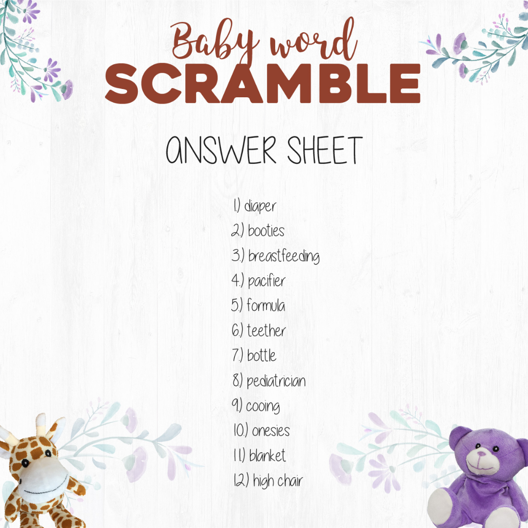 Wild Baby Free Printable Baby Shower Games Downloadable PDF s