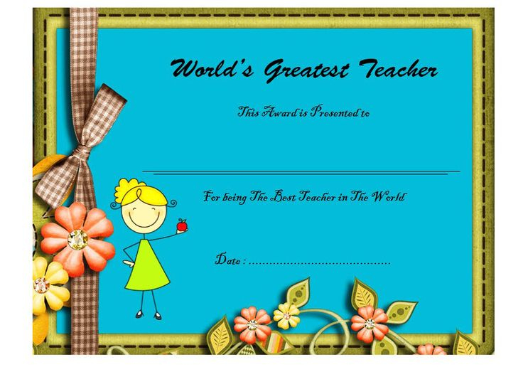 Worlds Best Teacher Certificate FREE Printable 3 Teacher 