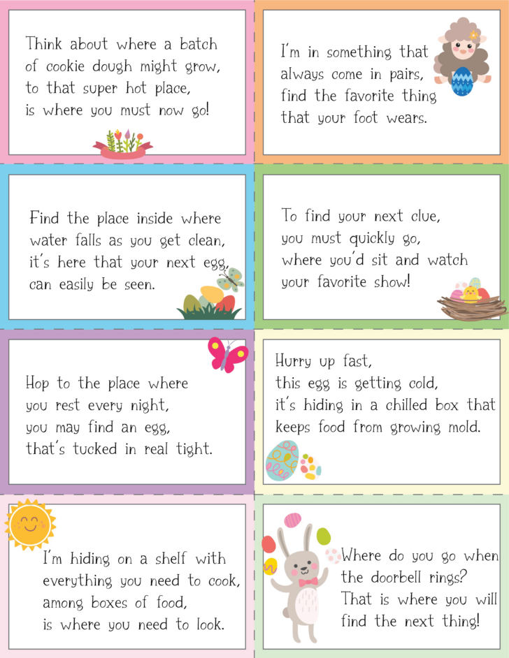 Easter Scavenger Hunt Riddles Free Printable