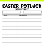 Easter Potluck Sign Up Sheet Printable, Signup Form For Potluck Within Easter Potluck Sign Up Sheet Printable