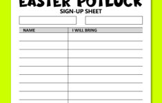 Easter Potluck Sign Up Sheet Printable, Signup Form For Potluck within Easter Potluck Sign Up Sheet Printable