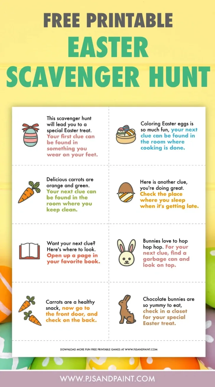 Easter Basket Scavenger Hunt Free Printable