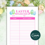Easter Sign Up Sheet, Printable Easter Potluck Sign Up Sheet Throughout Easter Potluck Sign Up Sheet Printable