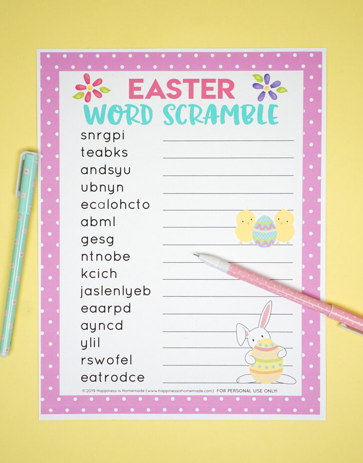 Free Easter Word Scramble Printable