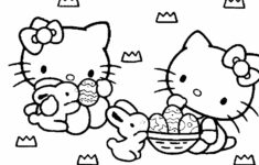Hello Kitty With Easter Egg Coloring Page regarding Printable Hello Kitty Easter Coloring Pages