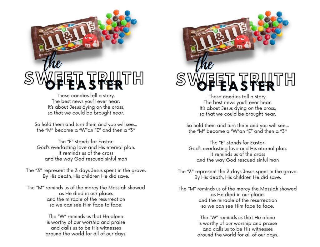 M&amp;amp;M Easter Poem For Kids [Free Printable] Short Religious Rhyming for Printable Easter Speeches For Youth