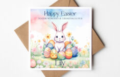 Personalised Granddaughter Grandson Happy Easter Card, Grandchild in Printable Easter Cards For Grandchildren