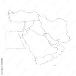 Stock Vektorgrafik „Blank Map Of Middle East, Or Near East. Simple Throughout Printable Blank Map Of Middle East