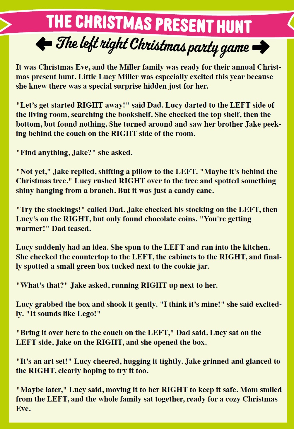 Free Printable Left Right Christmas Game 4