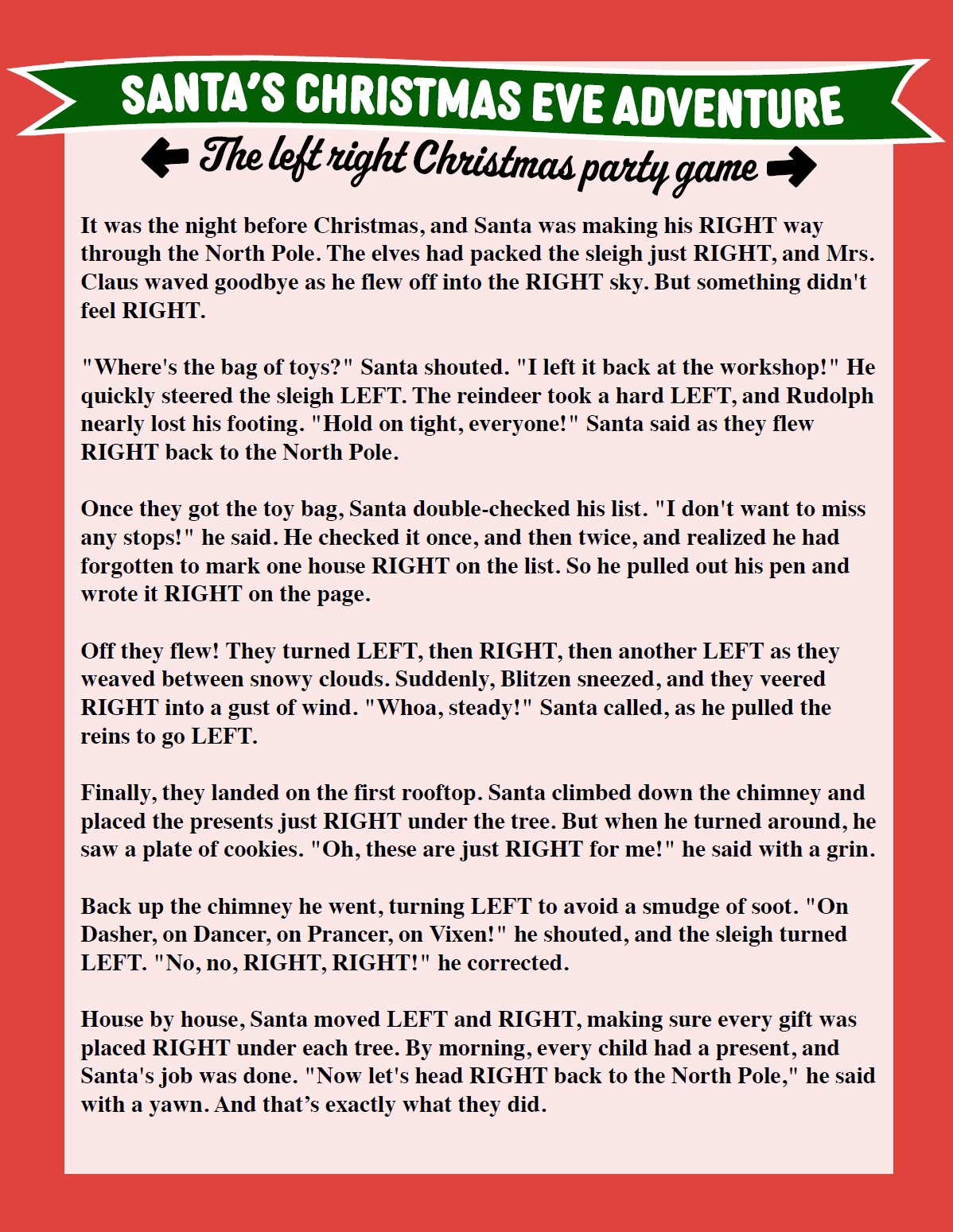 Free Printable Left Right Christmas Game