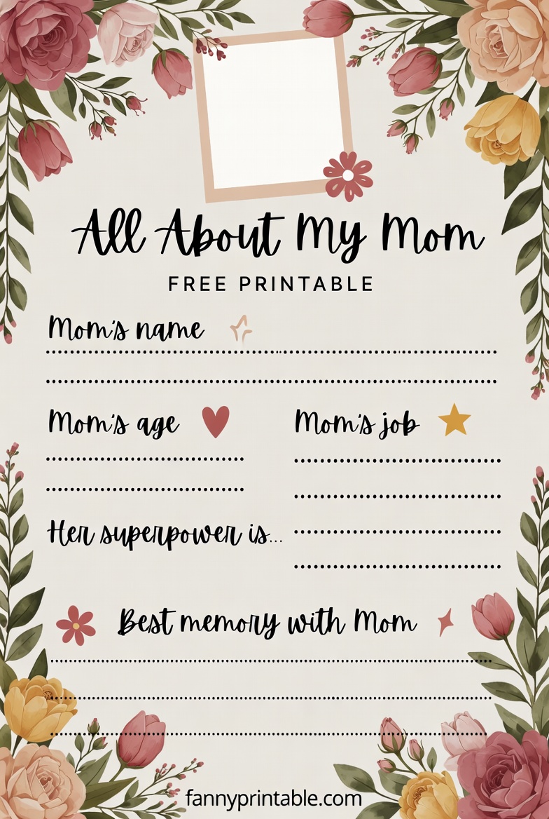 All About My Mom Free Printable - Fanny Printable (4)