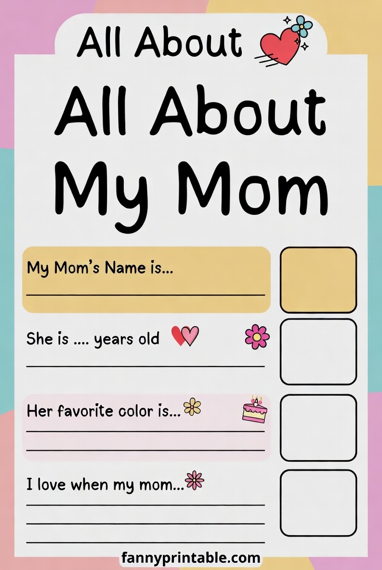 All About My Mom Printable - Fanny Printable (3)