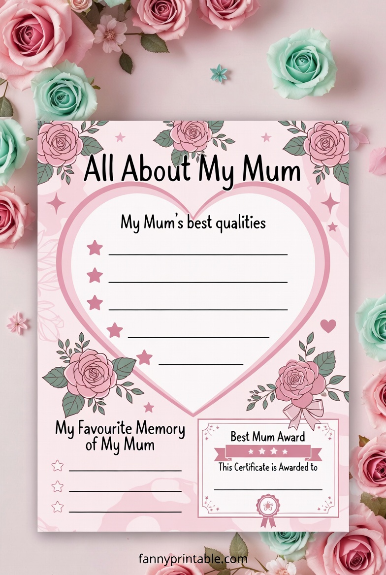 All About My Mum Free Printable - Fanny Printable (1)