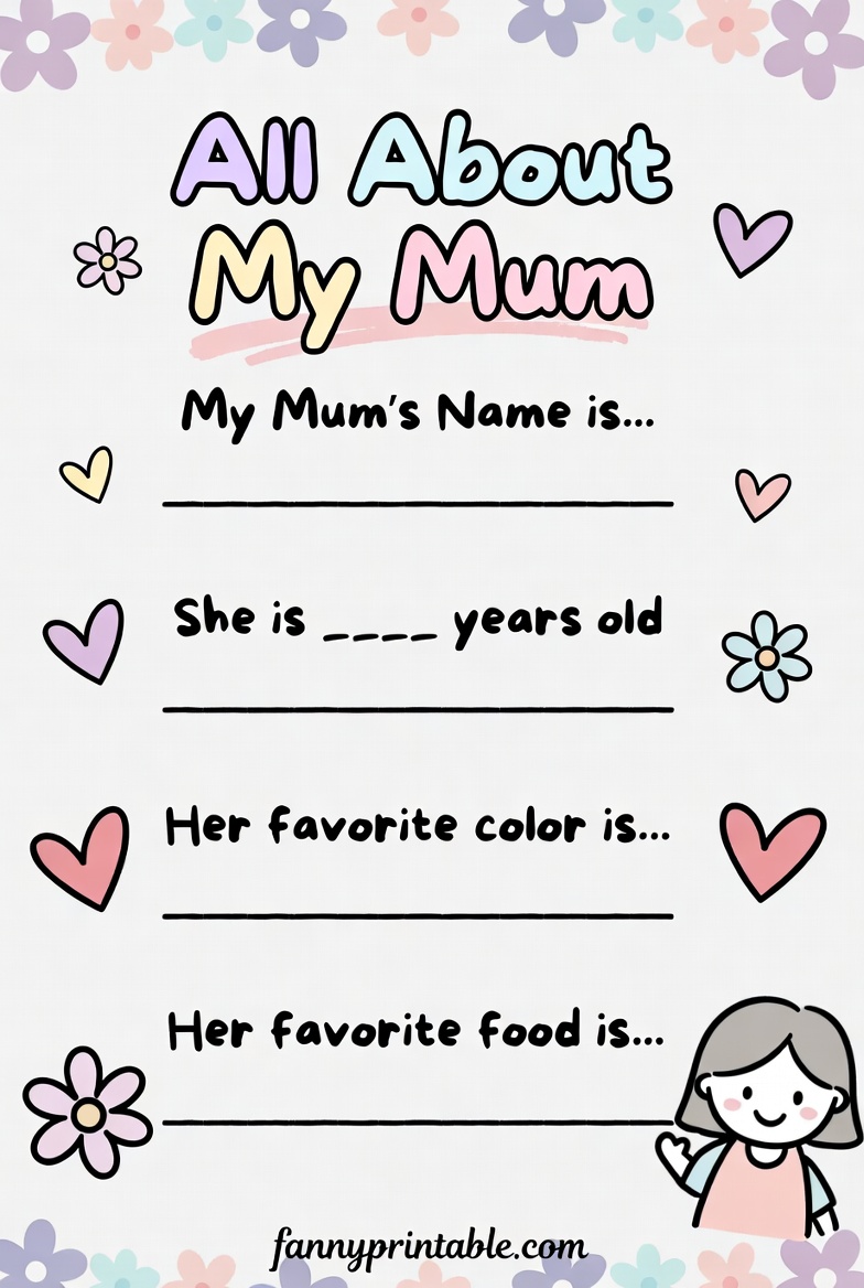 All About My Mum Free Printable - Fanny Printable (3)