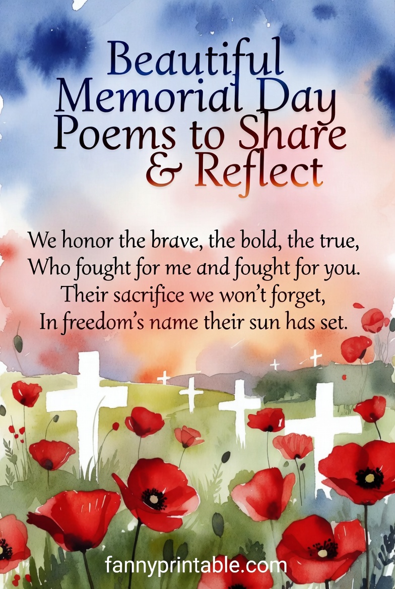 Beautiful Memorial Day Poems to Share & Reflect FannyPrintable (2)