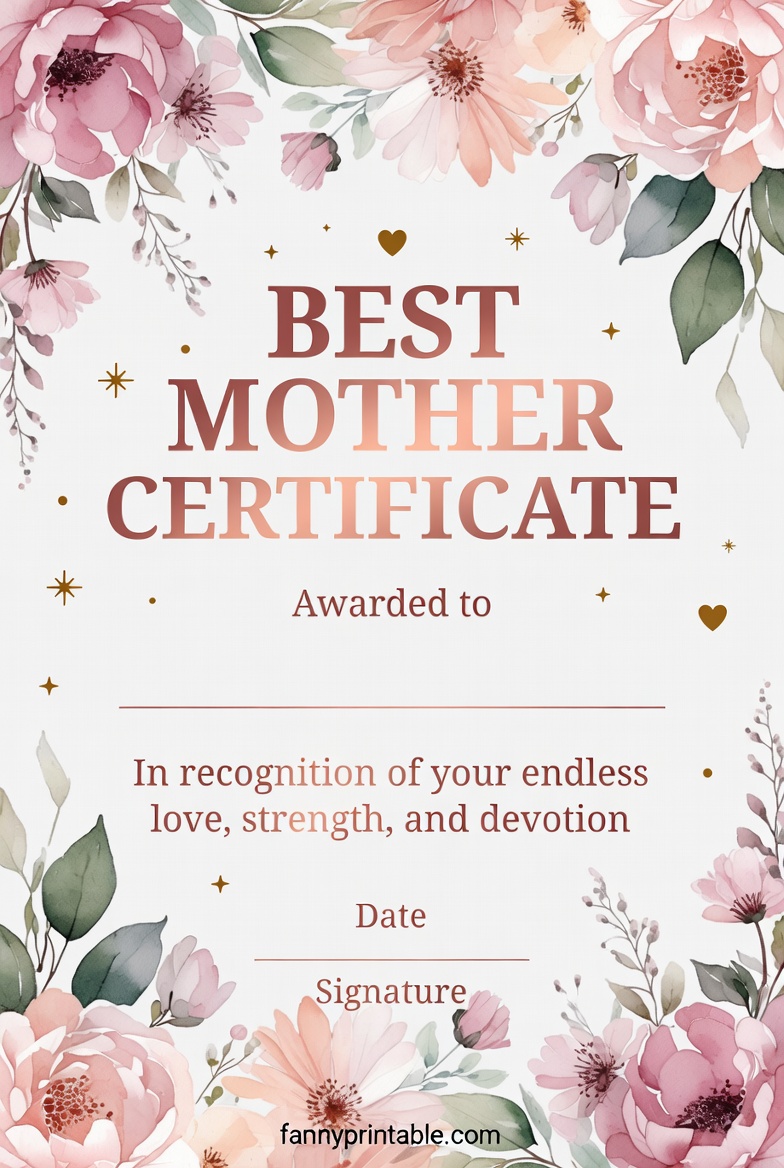 Best Mother Certificate Printable (2)