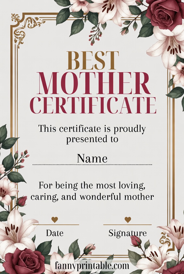 Best Mother Certificate Printable (4)