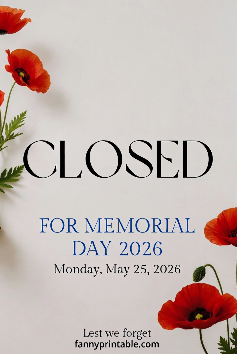 Closed For Memorial Day 2026 Sign Free Printable - FannyPrintable.Com (3)