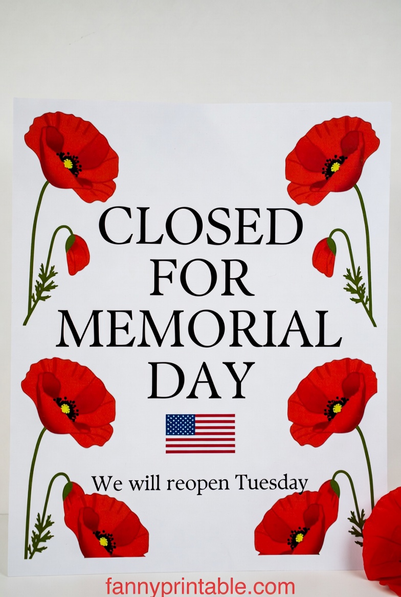 Closed For Memorial Day Sign Printable - FannyPrintable.Com (4)