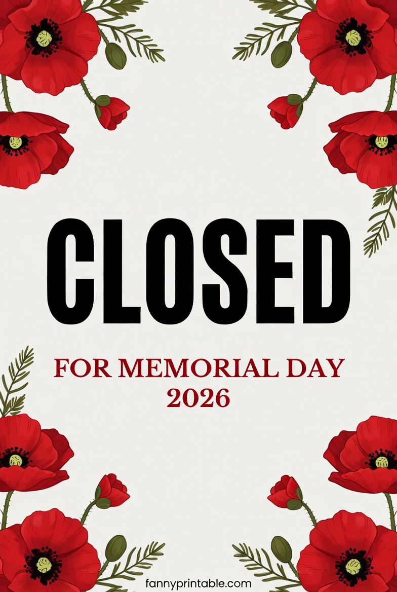 Closed Memorial Day 2026 Sign Printable Free - FannyPrintable.Com (4)