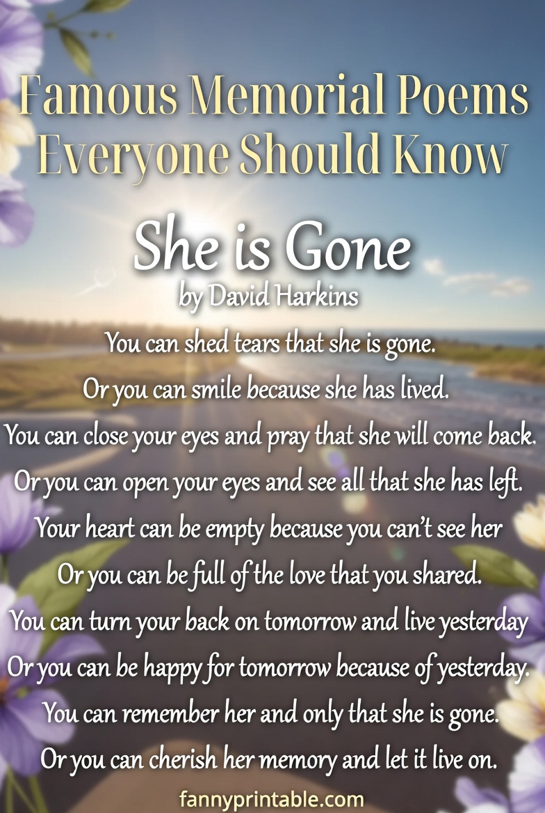 Famous Memorial Poems Everyone Should Know FannyPrintable 2 Famous Memorial Poems Everyone Should Know FannyPrintable (2)