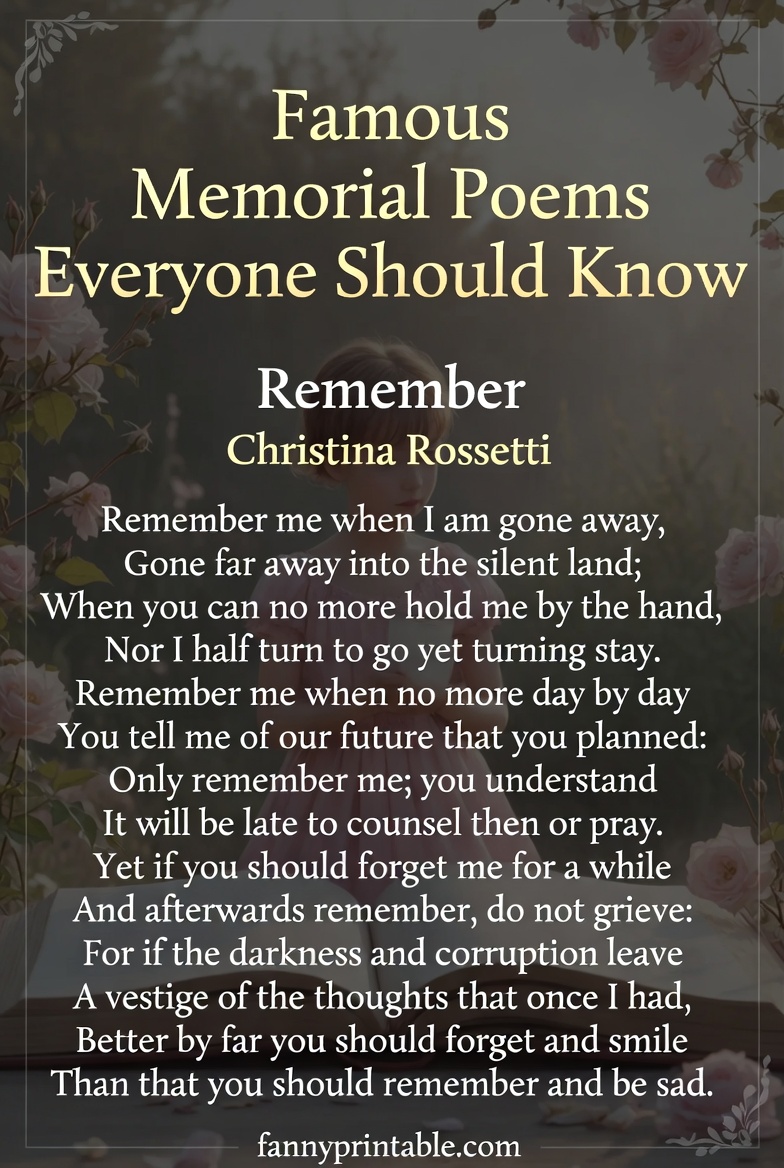 Famous Memorial Poems Everyone Should Know FannyPrintable 3 Famous Memorial Poems Everyone Should Know FannyPrintable (3)