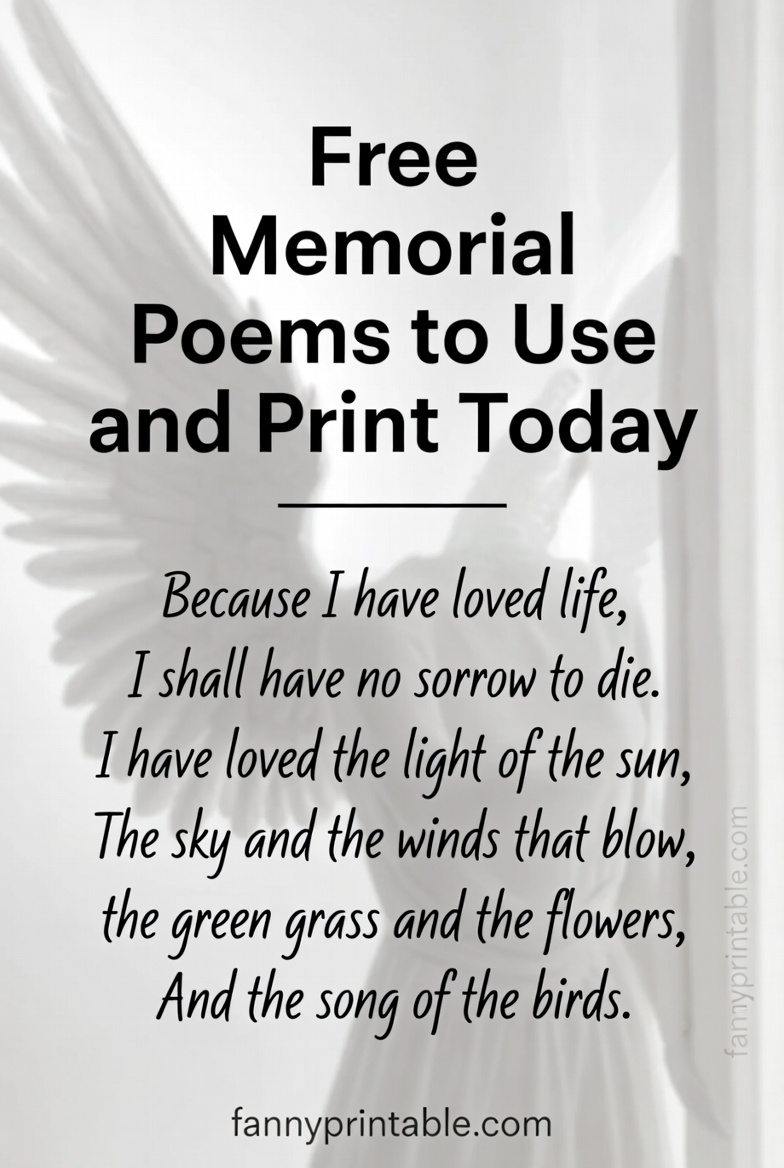 Free Memorial Poems to Use and Print Today FannyPrintable (1)