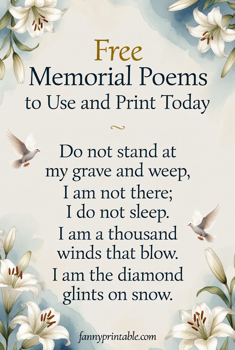 Free Memorial Poems to Use and Print Today FannyPrintable (2)