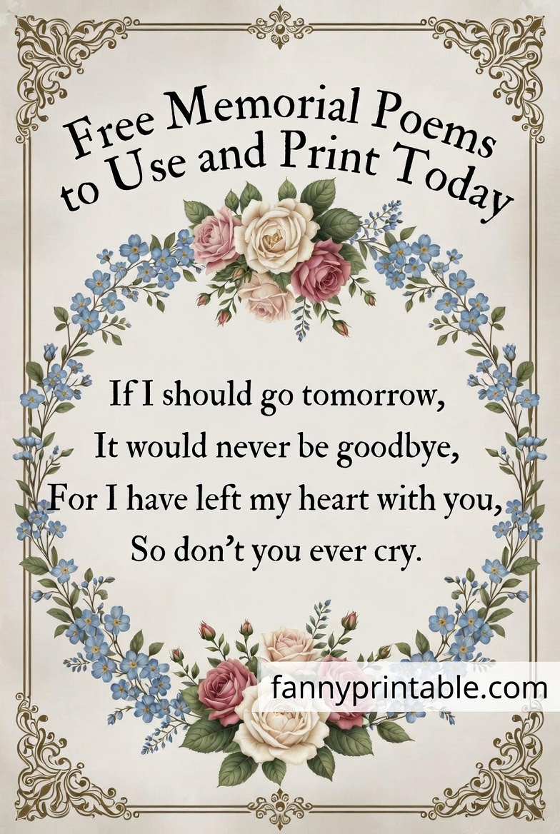Free Memorial Poems to Use and Print Today FannyPrintable (4)