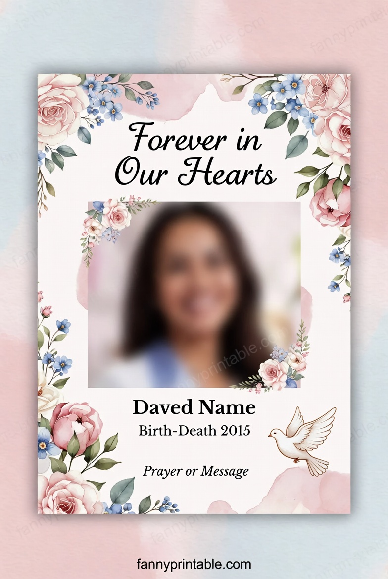 Free Printable Funeral Memorial Card Template - FannyPrintable.Com (4)