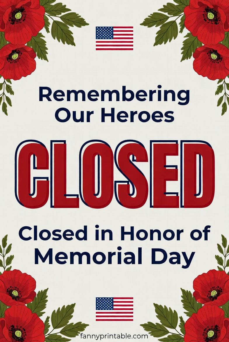 Free Printable Holiday Closed Signs For Businesses Memorial Day - FannyPrintable.Com (4)